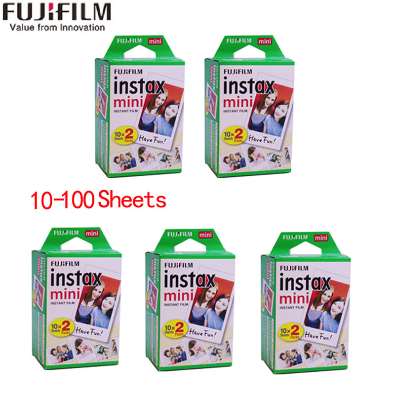 Fujifilm Instax Mini 필름 인화지 새로운 10/20/40/60/80/100 화이트 에지 필름 인스턴트 카메라 미니 사진 종이